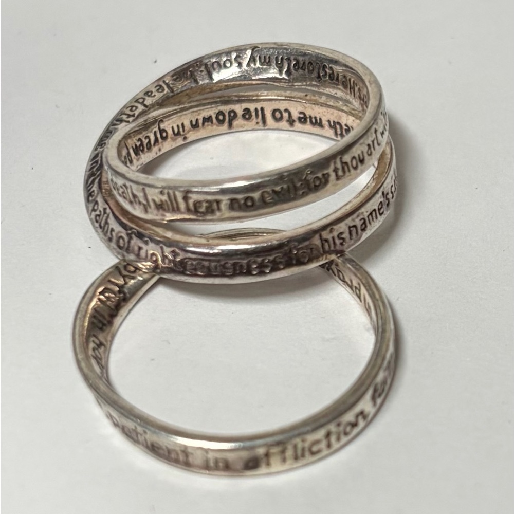 Silver Ring Set - The Lord’s Prayer and Romans 12:12
Size 8 1/4-8/1/2